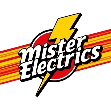 The old Mister Electrics logo, a cartoon lightning bolt badge