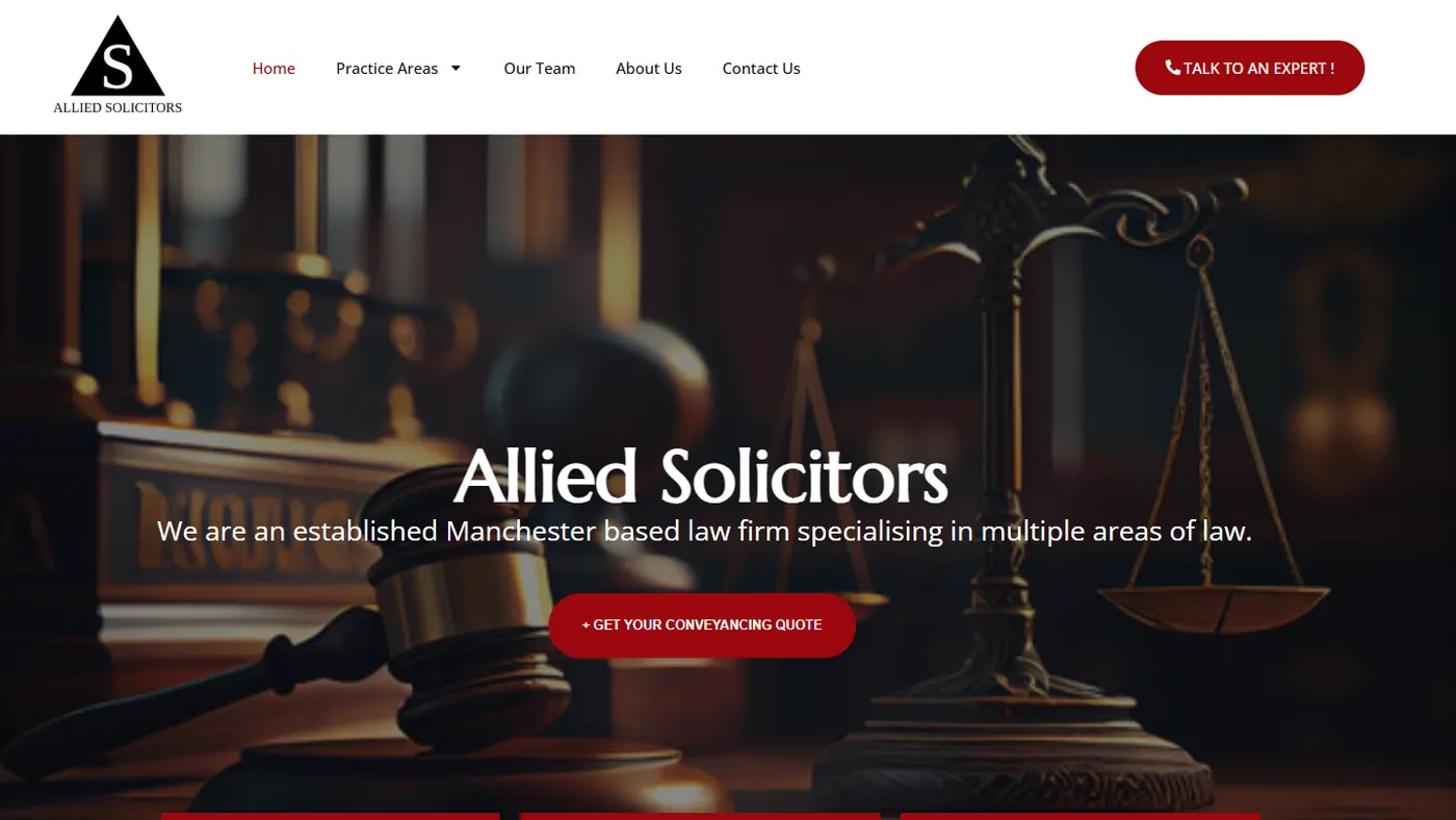 The current Allied Solicitors homepage