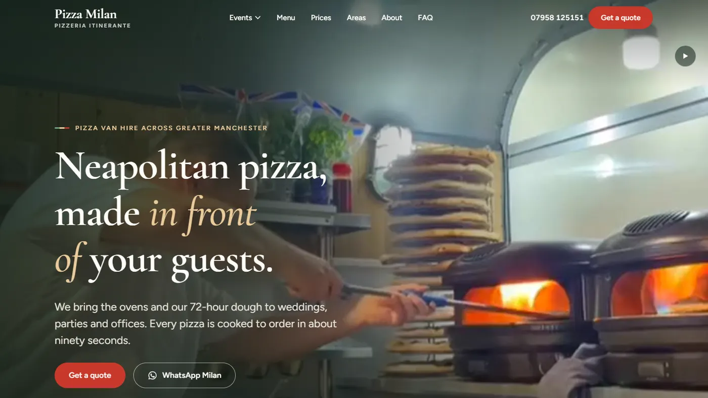 The new Pizza Milan homepage we built, before launch