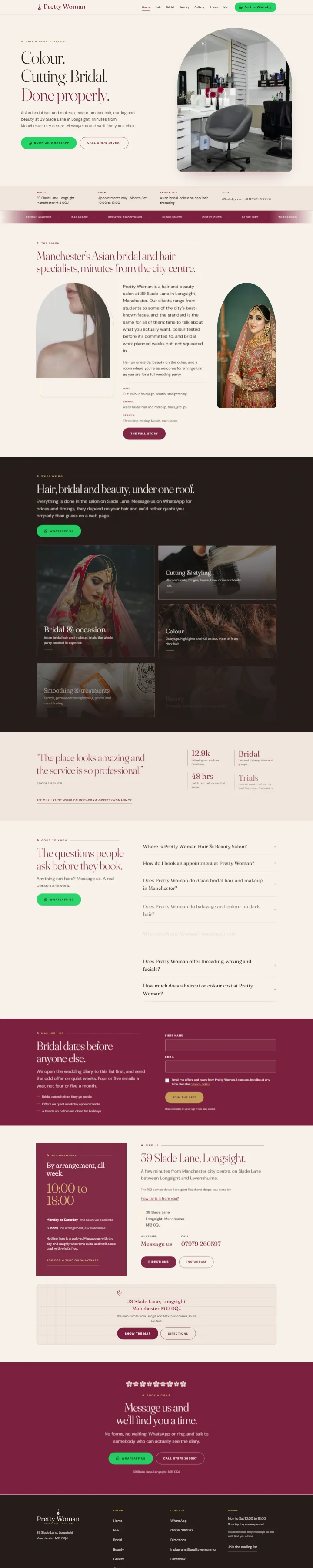 The Pretty Woman homepage, the full page
