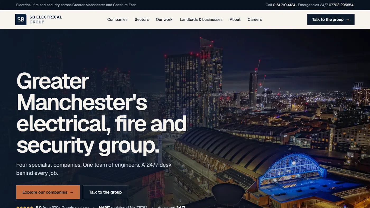 The SB Electrical Group homepage, live now
